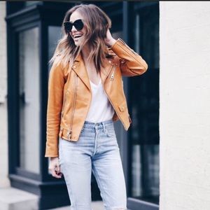 NWT Coach Leather Jacket Saddle Color